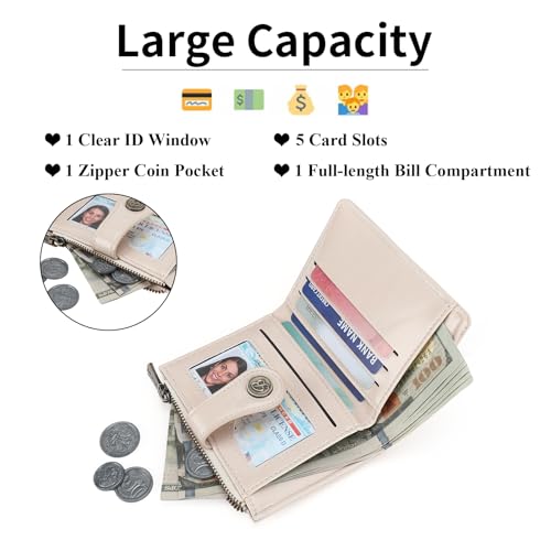 Image of Small Wallet for Women Bifold Credit Card Holder Compact Women Wallet with Zipper Coin Pocket