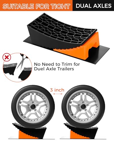 RV Leveling Blocks Ramp Kit, 2 Pack Camper Levelers for Travel Trailer RV Leveling System Fits Dual Axle Tandem Wheel Easier & Faster Leveling - Image 5