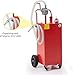 45 Gallon Gas Portable Fuel Caddy with Manual Transfer Pump, Flat-Free Wheels, Gasoline/Diesel Storage Tank and Hose for Car, Truck, Boat, ATV, Lawn Mower,Red.