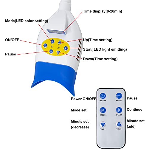 Image of 3 Colors Teeth Whitening Machine LED Light, Mobile 36W Dental Teeth Whitening Lamp Bleaching, Blue /Red /Purple Tooth Whitener Cold Light with Remote Control - 110V