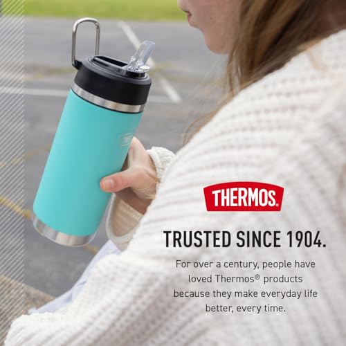 THERMOS ICON SERIES, Insulated Water Bottle with Straw Lid - 18 Ounce, Lime - Stainless Steel Vacuum Insulated Water Bottle with Straw Lid by THERMOS - Used condition - Image 8