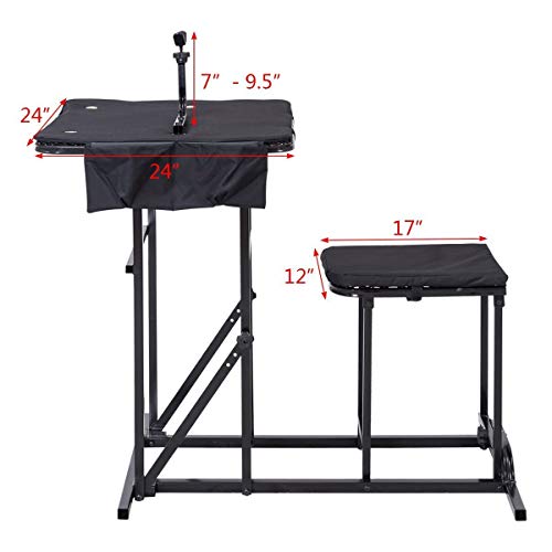 Goplus Portable Shooting Table Seat Set, Deluxe Shooting Bench with Adjustable Gun Rest and Ammo Pockets for Outdoor Range and Hunting