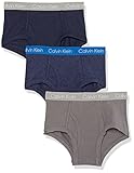 Calvin Klein Boys' Little Modern Cotton Assorted Briefs Underwear, 3 Pack, Blue/Cstl/Black, Large