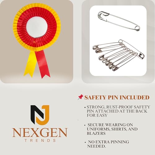 Image of NEXGEN Trends Double Line Satin Award Badge for School Sports Day, Annual Day & Prize Distribution | Premium Ribbon Badge with Safety Pin | Pack of 10