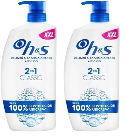 H&S Classic Champú y Acondicionador Anticaspa 2 en 1 1000ml, con Dispensador. Hasta 100% de Protección Anticaspa. Para Todo Tipo de Pelo y Cuero Cabelludo. Uso Diario. Limpieza profunda (Paquete de 2)