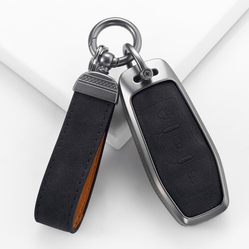 YO&YOYE Compatible with Ford Key Fob Cover with Keychain Leather Key Case Protector (Model3, Black) by YO&YOYE - Used condition - Image 6