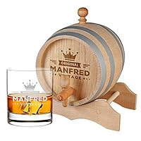 2-delige whisky-cadeauset gepersonaliseerd - houten vat 1 l met