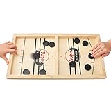 MOMSIV Schnelles Fast Sling Puck-Spiel, Lustiges hölzernes Sling Puck-Gewinner-Brettspiel Brettspiel Tisch Eltern-Kind Interaktives Spielzeug-Partyspiel für Erwachsene