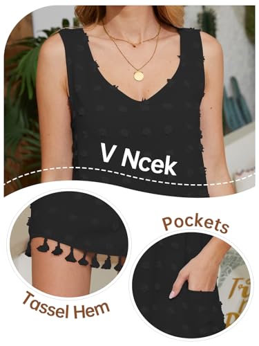 Yincro Womens Swimsuit Cover Up Swiss Dot V Neck Tank Beach Dress with Pockets4