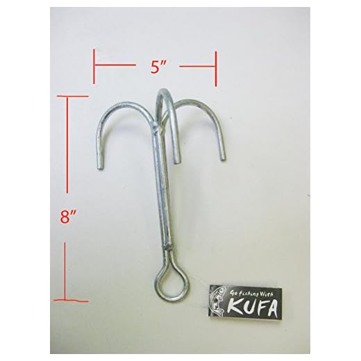 KUFA Galvanized Steel Grapple Hooks, 8" H x 5" W