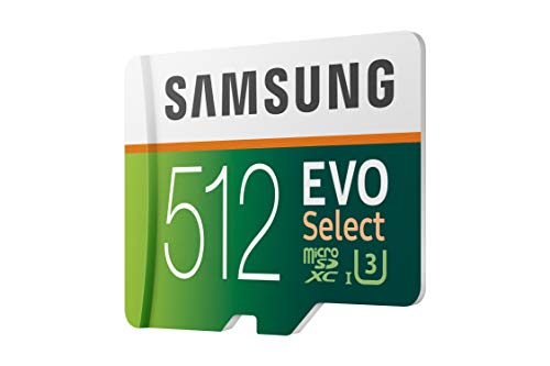 Samsung EVO Select 512 GB microSD 100 MB/s, velocidad Full HD & 4K UHD tarjeta de memoria incluye adaptador SD para…
