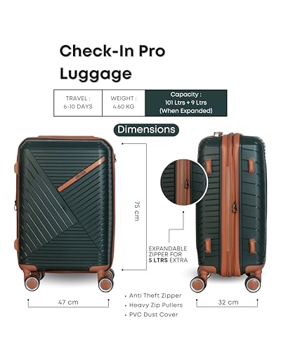 Image of CRUISE Forest Oak 28 Inch Trolley Bag (Large) | Hard Shell Expandable Suitcases with Spinner Wheels | Cabin & Check-in Lightweight Travel Luggage Bags (Set of 1)
