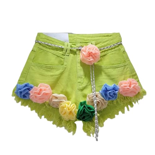 Short court en jean femme taille haute jambe large en denim En8 léger