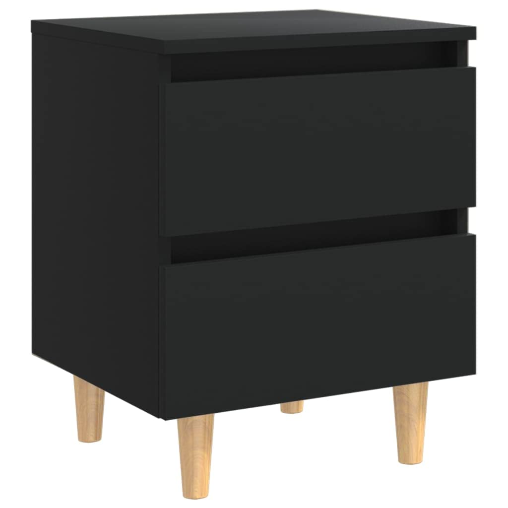 vidaXL - Nachttische 2 Stk. mit Kiefernholz-Beinen Schwarz 40x35x50 cm