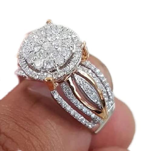 Awmnjtmgpw Two Color Sky Star Ring Engagement Diamond Ring Jewelry Size 6-10 (Size 7)