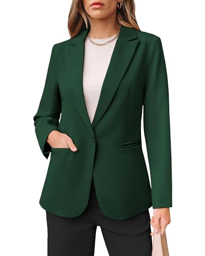 luvamia Dressy Blazers for Women Button Long Sleeve Lapel Business Casual Outfits Office Work Suit Blazer with Pockets