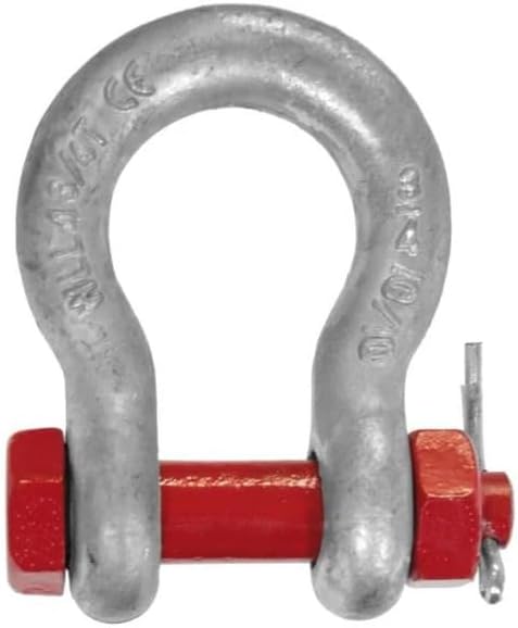 ZAZA2 Shackle High Resistance Heart-Shaped Shackle with Bolt, Heavy-Duty Galvanized Steel Shackle for Cable and Lifeline Systems, Industrial Lifting Connector for Rope, Chain & Safety Equipment