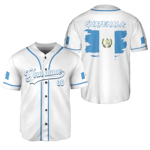 Custom Guatemala Baseball Jersey for Men Women Guatemalan Flag Pride Shirt Gifts Camisas De Guatemala Quatemalan (Polyester, BJ349)