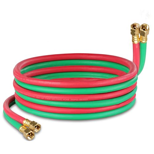 ABN Oxy Acetylene Hose, 15 Foot x 1/4 Inch - B Fitting Twin Cutting Torch Hose for Welding
