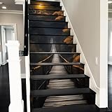 REDAMANCY Vintage Sunset Suspension Bridge Forest Pathway Peel and Stick Vinyl Stair Riser Decals Staircase Tile Stickers Decor Modern Marble Decoration Self-Adhesive(14 Pcs)