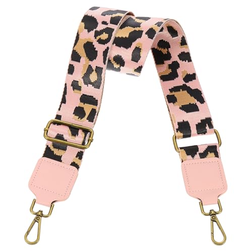Image of uxcell Wide Shoulder Strap, 5cm Adjustable Purse Strap Replacement Crossbody Strap for Shoulder Bag Wallets, Pink, Bronze Square Mouth Buckle