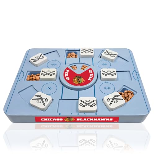 Pets First NHL Chicago Blackhawks Large Puzzle Toy, New Size, Interactive Dog Treat & Slow Feeding Toy