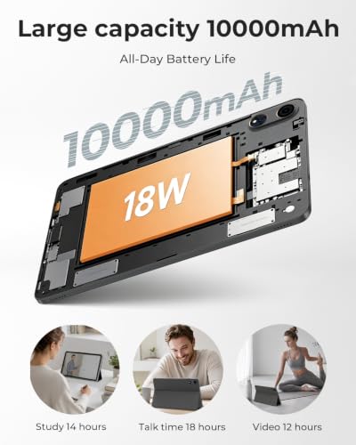 Image of HNVHNV 12 inch Android 16 Tablet with Keyboard, 48GB+256GB+2TB Expand, 120Hz 2K IPS Display, Gemini AI, 10000mAh, Octa-Core, WiFi 6, 13MP Camera, Large Tablet PC with Case, Mouse, Stylus (Black)