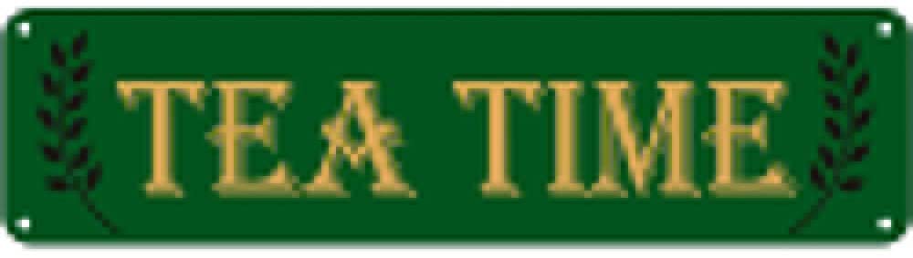 KILSPU Tea Time Sign Aluminum Metal Plaque Rustic Tin Sign Retro Wall Decor 4x16 Inch