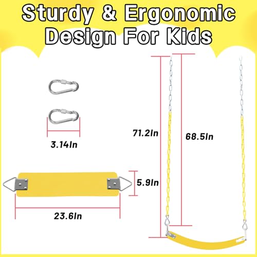 Image of Swing Set for Kids with 66 inch Chain-Play Swing for Adults with Stainless Steel Mental Taiangle Ring-Suitable for Family Backyard-Play Swing Set (AB010002-7)