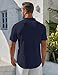 COOFANDY Men's Summer Henley Shirt Short Sleeve Stand Collar Beach Vacation Tops Fashion Casual Textured T-Shirts Navy Blue