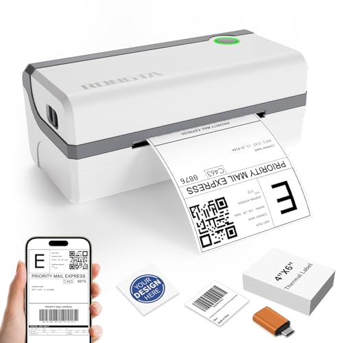 Rongta Bluetooth Thermal Shipping Label Printer, Wireless 4x6 Label Sticker Printer for Shipping Packages, Support Android, iPhone, Widely Used for Amazon, Ebay, Shopify, Etsy, UPS