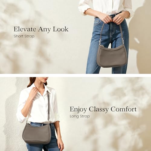 befen Anti Theft Genuine Leather Crossbody Bags for Women Soft Leather Hobo Bags Designer Trendy Crossbody Purse with RFID Blocking Travel Womens Handbag Shoulder with 2 Detachable Straps, Taupe by befen - Image 3