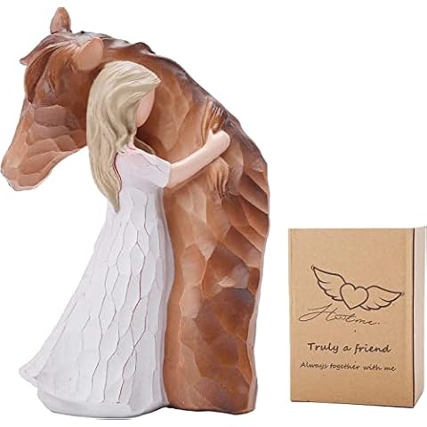Horse Decor Gifts for Horse Lovers, Horse Friendship Figurine Quiet Strength Figurine, Horse Memorial Gifts for Women Girls, Sculpted Hand-Painted Figure Gifts for Christmas Birthday Gifts Cover