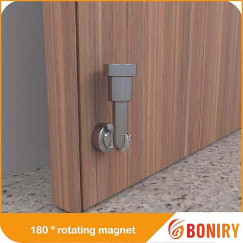 Image of Boniry Premium Magnetic Door Stopper | Durable, Stylish & Rustproof | Protects Doors | Strong Hold, Easy Installation, Perfect for Home & Office Use (4, Satin Black)