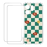 UOGNADGD Case Compatible with Oppo Reno 15 Pro 5G China Colorful Custom Cover with 2 Pack Tempered Glass Screen Protectors - Shockproof Scratch-Resistant (Green Plaid)