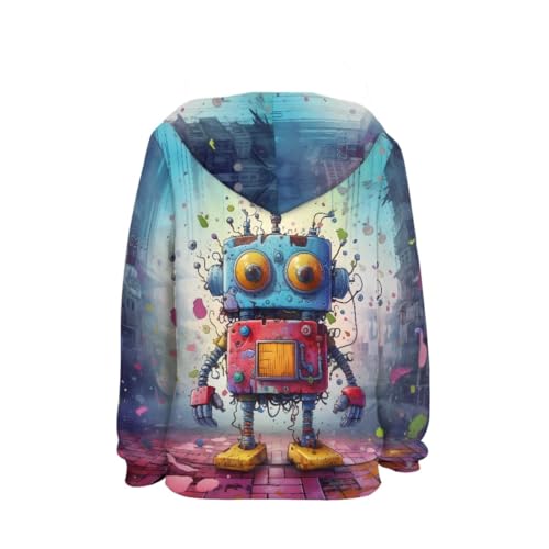 GLUDEAR Boys Girls Hoodies Kids 3D Cartoon Robot Prints Casual Pullover Sweatshirts with Pocket2