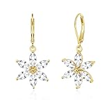 ALEXCRAFT Pendientes de plata 925 colgantes, chapados en oro de 14 quilates, pendientes pequeños de aro con corazón redondo colgante de moneda, ligeros ganchos franceses, pendientes con colgante de