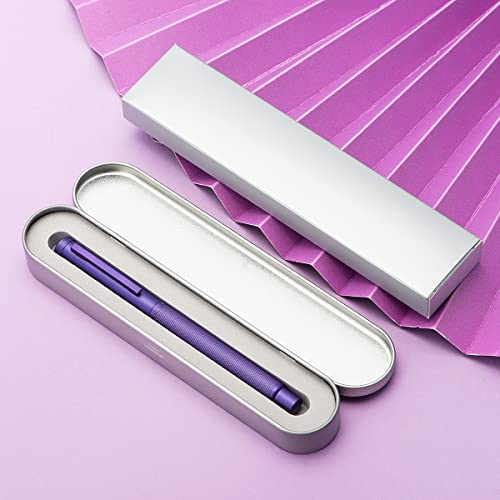 Image of Hongdian 1851 Purple Forest Fountain Pen Blade Nib Classic Design Calligraphy Pen with Converter and Metal Pen Case Set