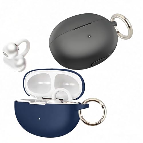 easyBee�P�[�X QCY Crossky C50 Bluetooth�w�b�h�t�H���[�d�J�o�[ �L�[�`�F�[��2�t�� �\�t�g���L�b�h�V���R�� �����^�ϏՌ��ی�L�b�g 2�p�b�N - �u���b�N�ƃu���[