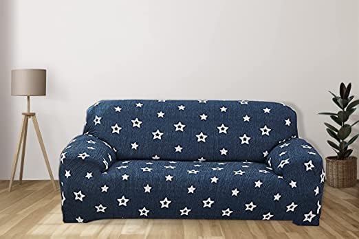 WE CLEVER Universal Sofa Cover, Stretchable & Flexible Slipcover for Sofa with 1 Piece Cushion Cover Included (One Seater, 90-145cm, Blue Star) (B0C7Q7KXXW) Amazon Price History, Amazon Price Tracker