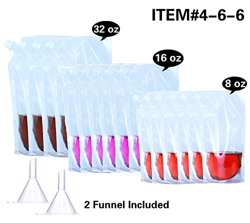 Concealable Reusable Cruise Liquor Bags Flask Set For Travel, Liquor Pouches Sneak Alcohol