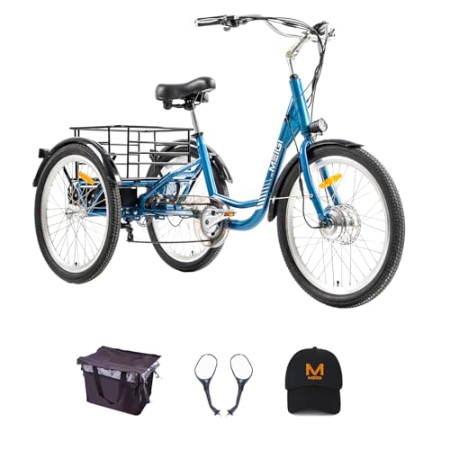 DWMEIGI Step Thru Electric Tricycle for Adult, 350W 36V 13AH Electric Trike 7 Speed with 24