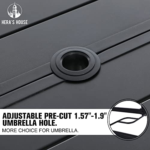 Image of HERA'S HOUSE Patio Table for 6, 59 inch Metal Dining Table w /Umbrella Hole