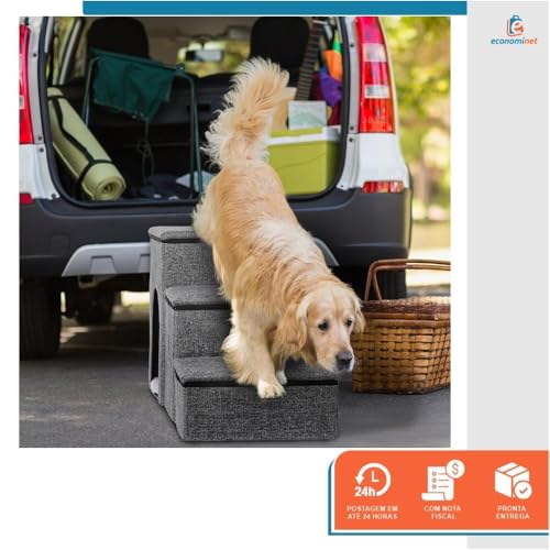 Escada 3 em 1 para Pets Gatos e Cachorros Casinha Cama Escadinha Dobrável Rampa Rampinha Subir Sofá