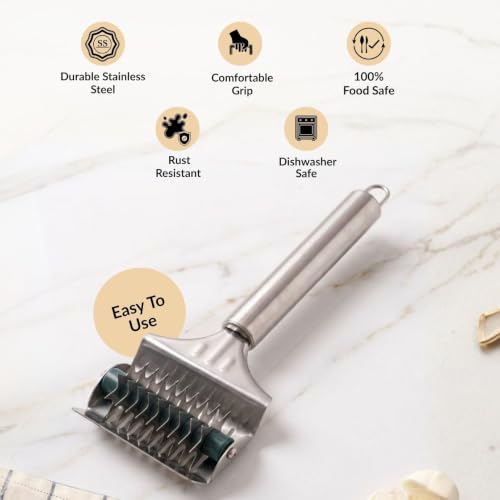 Image of Nestasia Stainless Steel Star-Shaped Pizza Dough Docker (8 Inches) | Rust Resistant Pasta Cutter Roller - Dishwasher Safe Dough Cutter & Mincer | Mulitpurpose Kitchen & Cooking Tool
