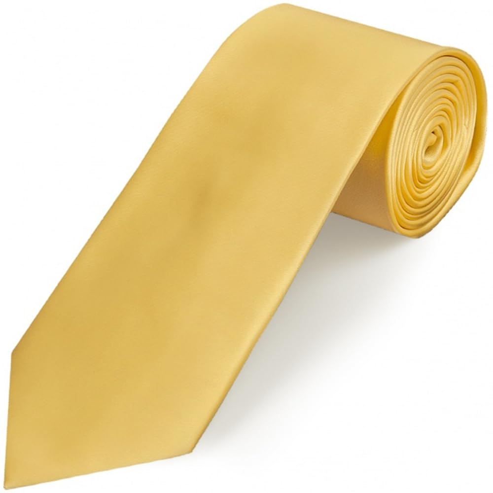 Ties R Us Men's Gold Plain Satin Classic Tie