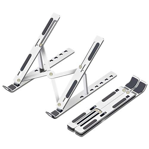 Gorgeskid Aluminum Laptop Stand - 7-Level Height Adjustable Ergonomic Riser with Open Ventilation Foldable & Lightweight for Laptops & Tablets