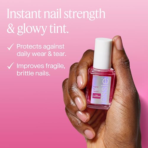 Image of essie Nail Care, 8-Free Vegan, Hard To Resist Nail Strengthener, Glow and Shine, pink tint, 0.46 fl oz