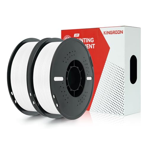 Image of Kingroon PETG 3D Printer Filament, Dimensional Accuracy + /- 0.03 mm, 1 kg Spool(2.2lbs), 1.75mm,2KG White+White