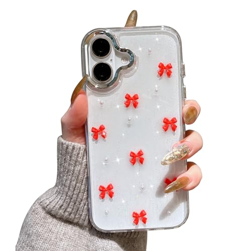 Coque iPhone 17 nœud rouge 3D le cadeau esthétique idéal pour Noël